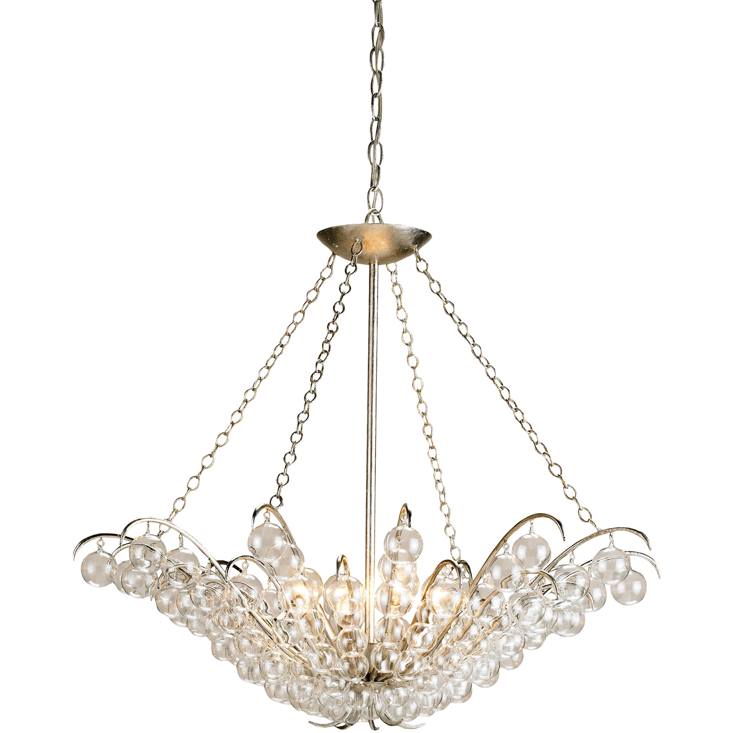 Quantum 4 Light 31 inch Contemporary Silver Leaf Chandelier Ceiling Light